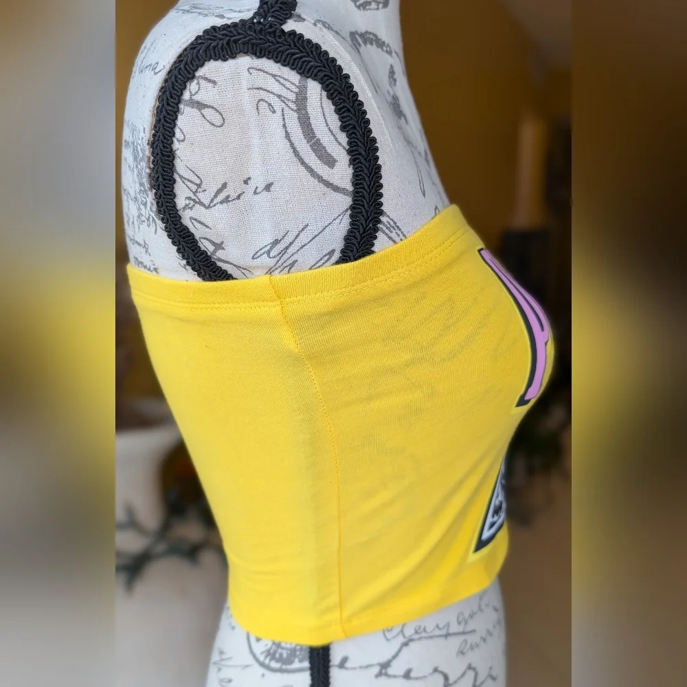 NWOT PINK FLOYD Yellow Pink & Black Tube Top Size Small - Picture 4 of 8